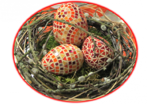 Mosaik-Eier im Nest von Kerstin Rumswinkel