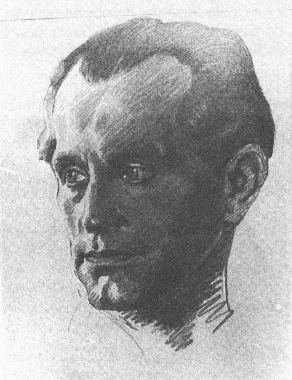 Selbstportrait des K&uuml;nstlers Gottlieb Scharff als Bleistiftzeichnung